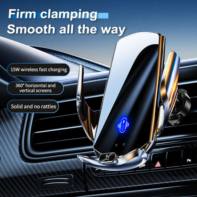 New Fashion 15w Smart Sensor Car Mount Abs Car Phone Holder Wireless Charging Cell Phone Holder With Magnetic Charging Head