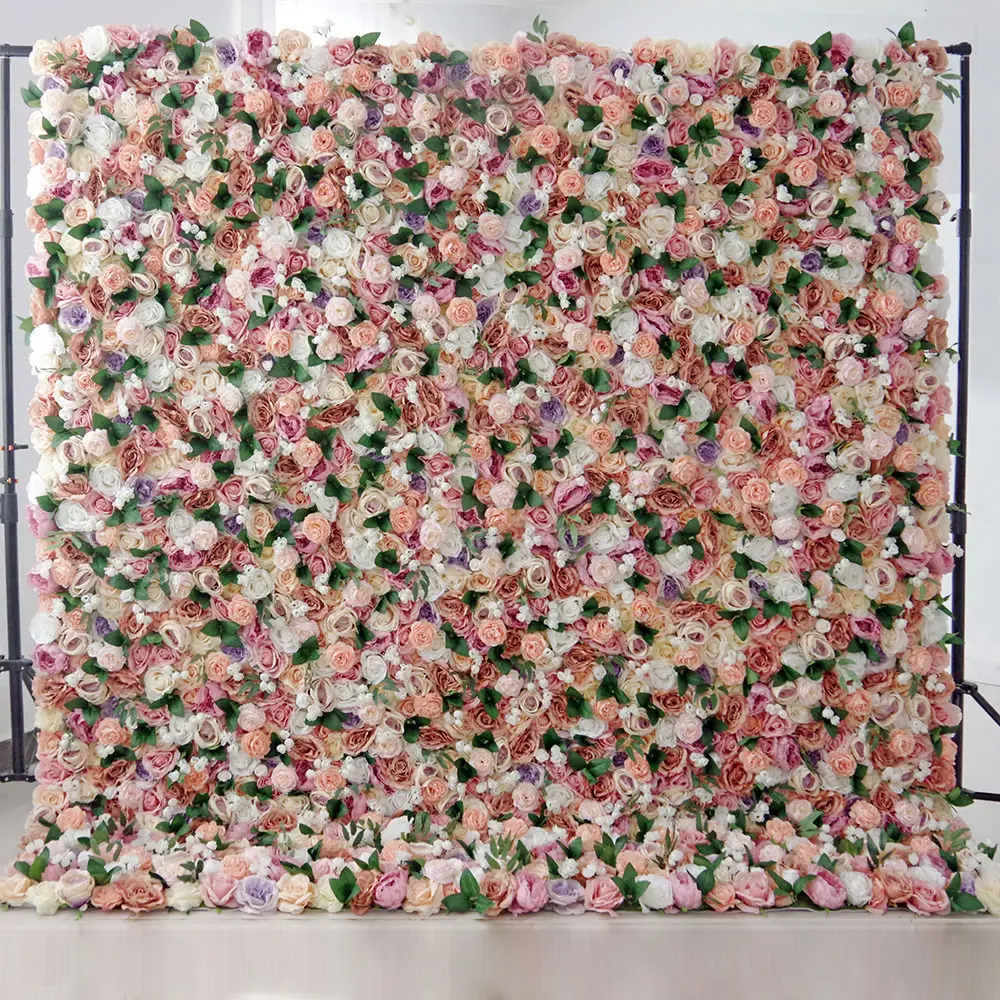 Özelleştirilmiş düğün dekor duvar sanatı tuval çiçek gül şakayık ipek yapay duvar çiçek süslemeleri için ev