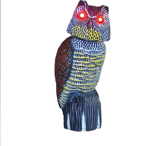 Répulsif pour oiseaux réaliste en forme de hibou, 360° °   Épouvantail en plastique peint à la main à tête rotative, résistant aux intempéries, dissuasif pour jardin, cour et toit - Product Image 2
