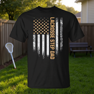 Camiseta vintage con diseño de la bandera estadounidense de lacrosse Step Dad Distressed - Product Image 3