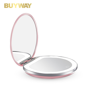 Vente en gros OEM miroir cosmétique LED portable sac à main <span class=keywords><strong>compact</strong></span> lumières pour voyage petite vanité pliable miroir de poche privé - Product Image 1