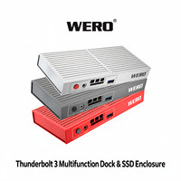 Docking Station Thunderbolt 3 Edisi Profesional 40Gbps NVMe SSD Enclosure DP1.4 2.5GbE Type-C 85W PD 10Gbps USB untuk MacBook