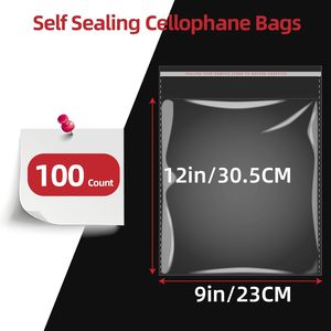 Bolsas de celofán resellables de 9x12 para ropa, camisas, recuerdos de fiesta, paquete de 100 bolsas transparentes de polipropileno para camisetas - Product Image 2