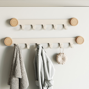 Ensemble d'accessoires de salle de bain en bois haut de gamme moderne, sans perçage, crochets à ventouse pour bijoux, pot, four à <span class=keywords><strong>micro</strong></span>-<span class=keywords><strong>ondes</strong></span>, rangement <span class=keywords><strong>mural</strong></span> - Product Image 5