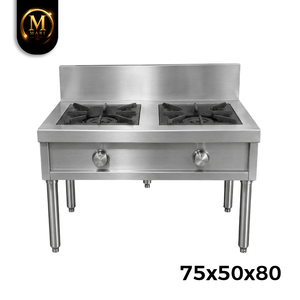 Estufa de Gas Comercial de Acero Inoxidable de Dos Quemadores, Fabricada en Malasia, Excelente para Restaurantes y Servicios de Catering - Product Image 3