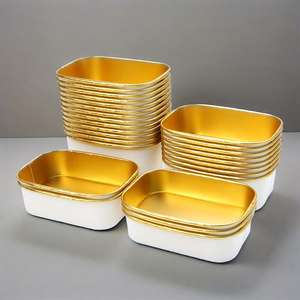 ชามกระดาษเคลือบทองแบบใช้แล้วทิ้ง เกรดสำหรับอาหาร ภาชนะใส่อาหารแบบนำกลับบ้าน ชามใส่สลัด บรรจุภัณฑ์กระดาษคราฟท์แบบเร็ว - Product Image 1