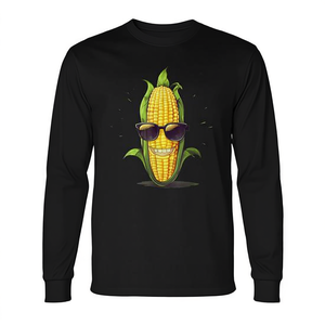 Maglietta a Maniche Lunghe Unisex con Stampa Digitale di Pannocchia di Mais Sorridente con Occhiali da Sole, per Attività Promozionali, per Adulti - Product Image 2