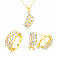 Parure de Bijoux en Zirconium et Or 18K Style Dubaï, Collier et Bijoux de Mariage Tendance pour Femme, Prix de Gros