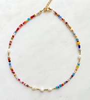 Collar de Perlas de Agua Dulce Coloridas para Mujer, Cierre Frontal, Hecho a Mano, Joyería de Moda para el Verano, Regalo