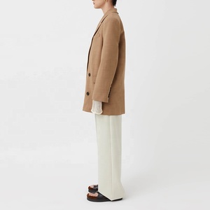 <span class=keywords><strong>Blazer</strong></span> Largo de Lana para <span class=keywords><strong>Mujer</strong></span>, Estilo Oversize, Color <span class=keywords><strong>Camel</strong></span> Marl, <span class=keywords><strong>Blazer</strong></span> Cruzado de Doble Botonadura - Product Image 3