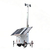 Tour d'éclairage solaire à 3 panneaux, énergie verte, lampe LED mobile blanche, remorque