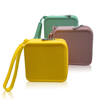 Pochette de voyage mini en silicone carrée, mignonne et unique, style Kawaii, pour écouteurs, pour femmes, jeunes filles et enfants, sac à monnaie, trousse de maquillage, personnalisable
