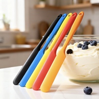 Spatule en silicone colorée à long manche, mini spatule pour confiture, farine, beurre, pâte, grattoir, ustensiles de pâtisserie, mélangeur de crème, coupe-pâtisserie