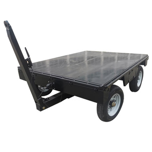 Remolque de Plataforma Plana de Cuatro Ruedas con Eje Delantero y Dirección, con Capacidad de Carga de 2000 kg para Transporte y Remolque - Product Image 1