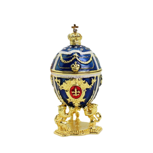 SHINNYGIFTS in stile Euro scatola di gingillo in metallo smaltato in metallo scatola moderna ovale Faberge portaoggetti regalo per matrimoni e <span class=keywords><strong>bomboniere</strong></span> - Product Image 1