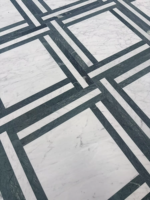 Carrelage en marbre blanc et vert en pierre naturelle Centurymosaic, épaisseur 10 mm, carreaux de pierre découpés sur mesure pour salle de bain, sol d'hôtel, carrelage mural