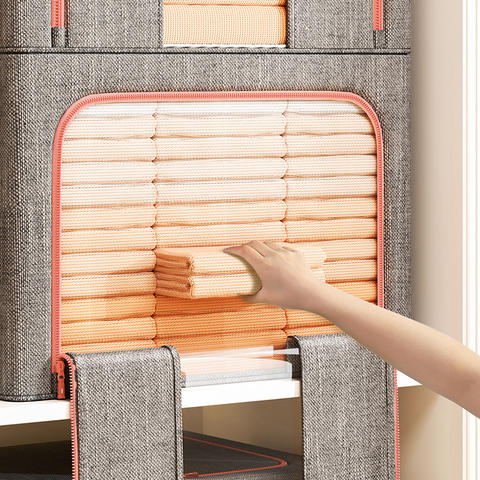 Cloth Steel Frame Folding Cloth Storage Box Organizer Clothes Boxes Fabric Basket for Home and Kitchen