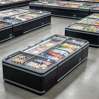 Congelador vertical de exhibición de 1500L con tapas deslizantes de vidrio templado, exhibidor de alimentos congelados, termostato digital, venta al por mayor