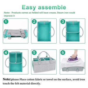 Organizador de Pañales de Fieltro de Gran Capacidad con Logotipo Personalizado, Bolsa de Maternidad, <span class=keywords><strong>Cesta</strong></span> de Almacenamiento para Pañales de Bebé con Múltiples Bolsillos - Product Image 3