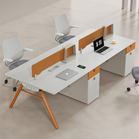 Poste de travail de bureau moderne avec cloison, ventilateur intégré et armoire latérale pour zone de travail ouverte du personnel