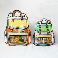 Sacs-cadeaux de dessin animé avec poignée cartable en plastique debout bonbons cookie sacs zip-lock pour la fête d'anniversaire des enfants