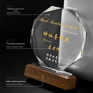 Trofeo de jubilación honorable Regalo de estudiante de cristal personalizado Resignación Entrenamiento Recuerdo Maestros Premio de maestro sobresaliente - Product Image 1