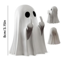 Petite décoration d'Halloween pour la maison, centre de table pour table basse, adorable figurine d'horreur 14+ ans, statue de fantôme mignon avec doigt d'honneur pour intérieur