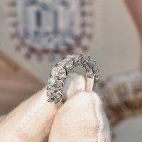 Bague semi-éternelle minimaliste en argent sterling 925 avec moissanite VVS taille ovale, idéale pour un cadeau d'anniversaire, passe le test du diamant