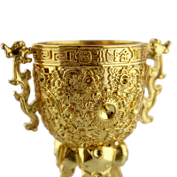 Ornement personnalisé en métal doré en forme de gobelet, Art populaire, Moulage plaqué or, Design 2D/3D, Cadeau d'affaires, Décoration intérieure, Souvenir de luxe