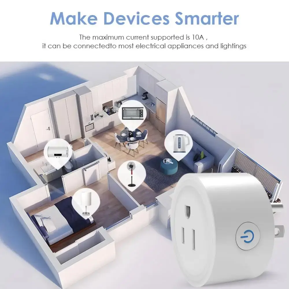 Tuya 16A Smart Plug Mini Plug Socket with Smart Life App Wifi Enabled Works with Alexa and Zigbee Network UK/EU Smart Plug
