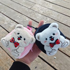 2026 새로운 디자인 귀여운 만화 리본 곰 인형 부드러운 플러시 키체인 동전 지갑 가방 참 스쿨백 펜던트 대량 판촉 선물 - Product Image 4