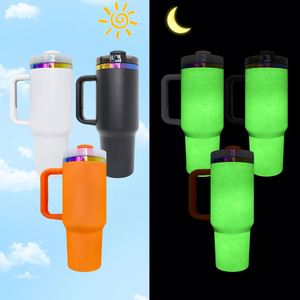 Gobelet de voyage H2.0 Halloween lumineux 40oz noir, blanc, orange, arc-en-ciel sous le dessus, pour gravure laser - Product Image 1