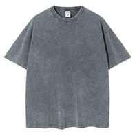 T-shirt uni en gros 260GSM T-shirt lavé à l'acide coton 100 surdimensionné bonne qualité imprimé personnalisé propre Logo T-shirts pour hommes