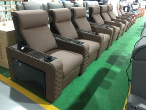 Asientos de cine en casa contemporáneos, sillón reclinable eléctrico, asientos de relajación de película, sala de cine en casa de lujo, asientos de cine con madera de piano - Product Image 4