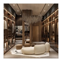 Système de dressing moderne de luxe pour chambre principale, avec armoire, organisateur de vêtements, tiroirs pliables et dressing intégré, pour villa