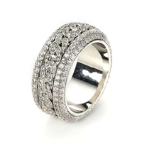 Anillo giratorio de enlace cubano para hombre y mujer, anillo ostentoso de moissanita VVS de Plata de Ley 925, anillo de promesa de Hip Hop de lujo