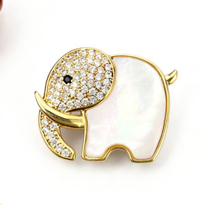 <b>Elephant</b> Magnetic Brooch Natural Seashell Inlay Zinc Alloy Unisex <b>Gift</b> Jewelry - Product Image 1