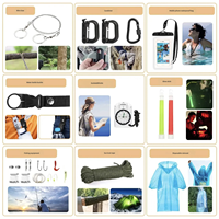 Vente en gros d'équipement d'aventure en plein air, kit d'outils de survie, fournitures d'urgence, matériau PC