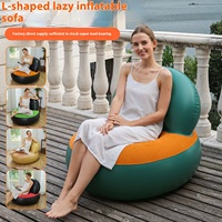 Fauteuil Canapé Gonflable en PVC Floqué, Idéal pour l'Intérieur et l'Extérieur, Canapé Gonflable Décontracté pour Adulte, Parfait pour le Camping