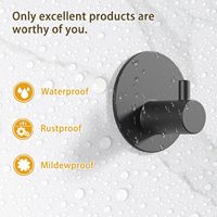 Crochets de douche Yilan autocollants sans trace, lot de 4, noirs, ronds, à fixation murale, durables, modernes, en acier inoxydable, pour serviettes et vêtements