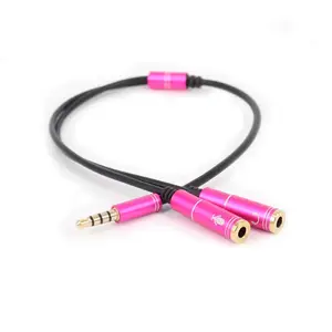 Cansay-conector chapado en oro de 3,5mm para auriculares + Micrófono, divisor de Audio, Cable de extensión auxiliar de 30cm