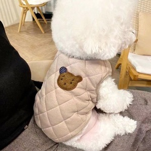 Chaleco para mascotas con estampado de animales, abrigo de invierno de poliéster beige para perros pequeños y gatos - Product Image 1