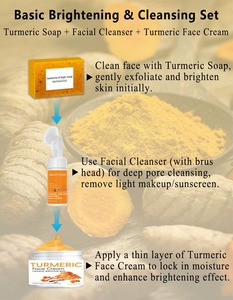 Ensemble de soins de la peau au curcuma biologique naturel, savon fait main, nettoyant visage, mousse nettoyante, nettoyage en profondeur, anti-acné, éclaircissant, hydratant - Product Image 3
