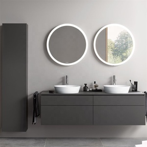Meuble-lavabo moderne de salle de bain <span class=keywords><strong>gris</strong></span> mural flottant en <span class=keywords><strong>ardoise</strong></span> avec ensemble d'évier à encastrer et miroir intelligent à DEL - Product Image 2