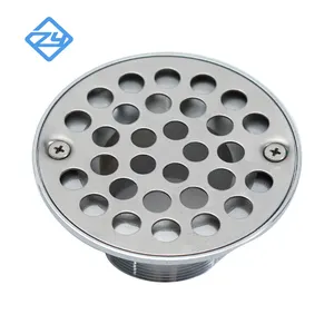 CP Brass Shower Floor Drain with Stainless Steel Grid