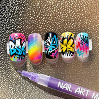 Stylo de Nail Art Graffiti de Haute Qualité, Imperméable, Double Pointe Effaçable, pour Dessin, Peinture, Liner, Pinceau, DIY, Motifs Floraux, Lignes et Détails sur Papier