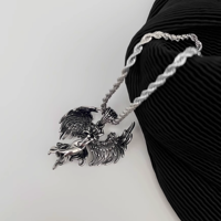 Collier Hisera rétro en acier titane avec ailes d'ange pour hommes et femmes, pendentif tendance hip-hop, chaîne en corde, accessoires pour couple
