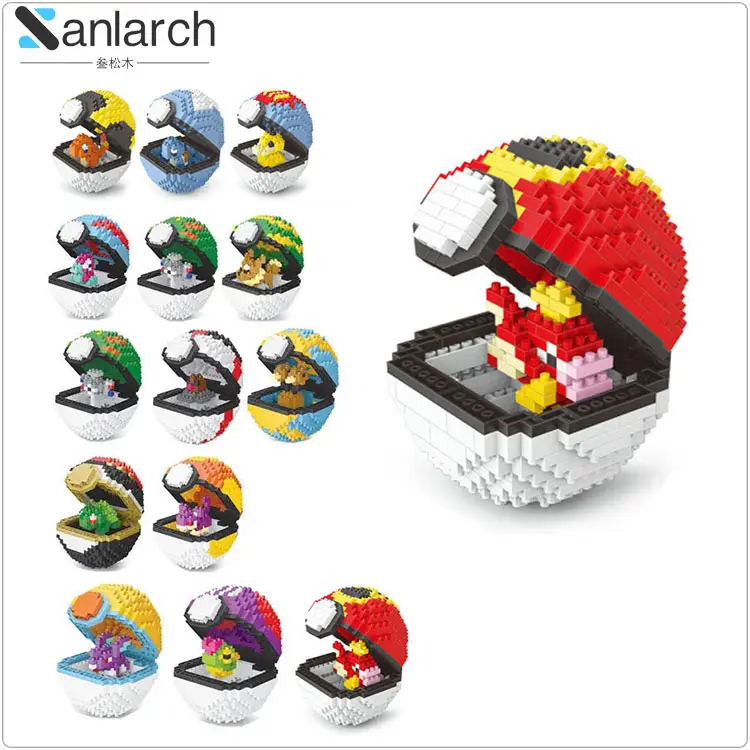 40 diversi giocattoli educativi per bambini Micro particelle di diamante gioco di plastica dei cartoni animati Pikachu blocchi di costruzione palline di Pokemone