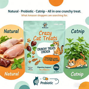 Snacks Saludables para Gatos de Marca Privada, Textura Crujiente, <span class=keywords><strong>Pollo</strong></span> y Hígado Reales, Sin Granos, con Catnip y Soporte Digestivo - Product Image 3
