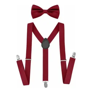 Elegante Set di Papillon Rosso e Bretelle per Uomo, Abbigliamento Formale in Poliestere, Accessori per Adulti - Product Image 1